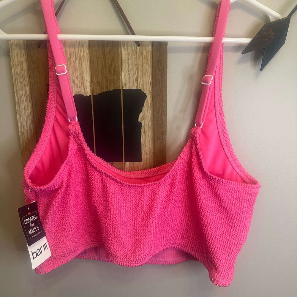 Bar III Hot Pink Textured Bikini Top - Picture 3 of 5